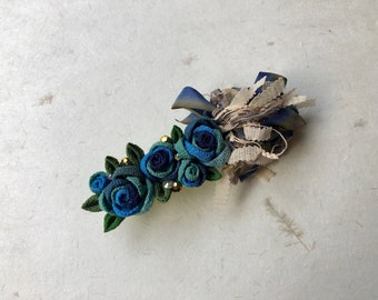 Ribbon rose barrette vc015