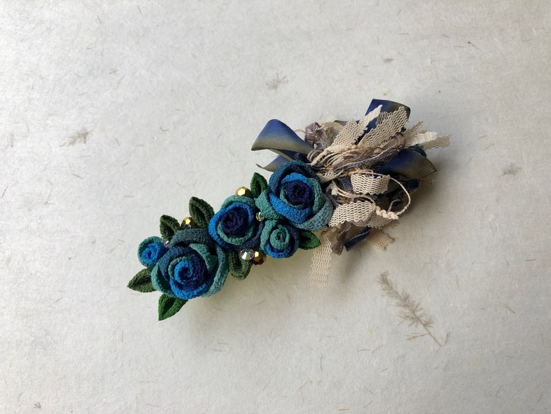 Ribbon rose barrette vc015 image 1