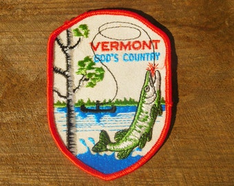 Vintage 70s Fishing Sew On Collectors Patch Maine God/'s Country