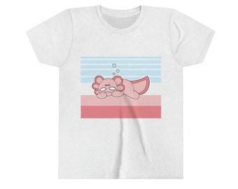 Lazy Axolotl Shirt, Short Sleeve Shirt, Girl's T-shirt, Axolotl Tee,
