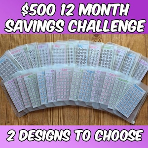12 Month Savings Challenge Envelopes || 12 Month Savings || Savings Tracker || Budget Planning || Monthly Challenge || 500 Dollar Challenge