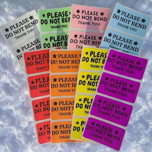 Do Not Bend Packaging Stickers 2.25x1.25 Inch Sets of 50, 75, 100 and More