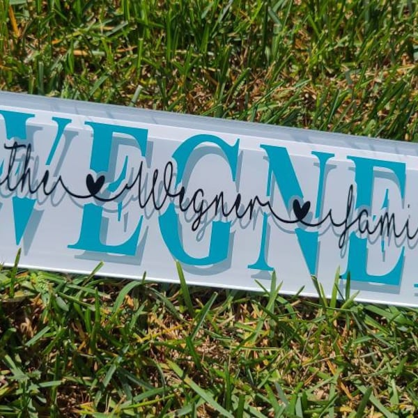 Personalized Tile Sign 12x3 || Mother's Day Sign || Grandmother Sign || Mother's Day Gift || Grandparents Sign || Last Name Tile