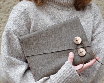 Echtleder Clutch Damen Beige Geldbörse Wristlet Clutch Bag Wallet for Frau Weiche Ledertasche in Distressed Leder Geschenk für Freundin