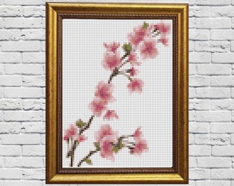 Sakura Kreuzstich Muster Blumenblüte Japan Japanische Dekor Muster Xstitch Floral Kreuzstich Stickmuster Stickmuster