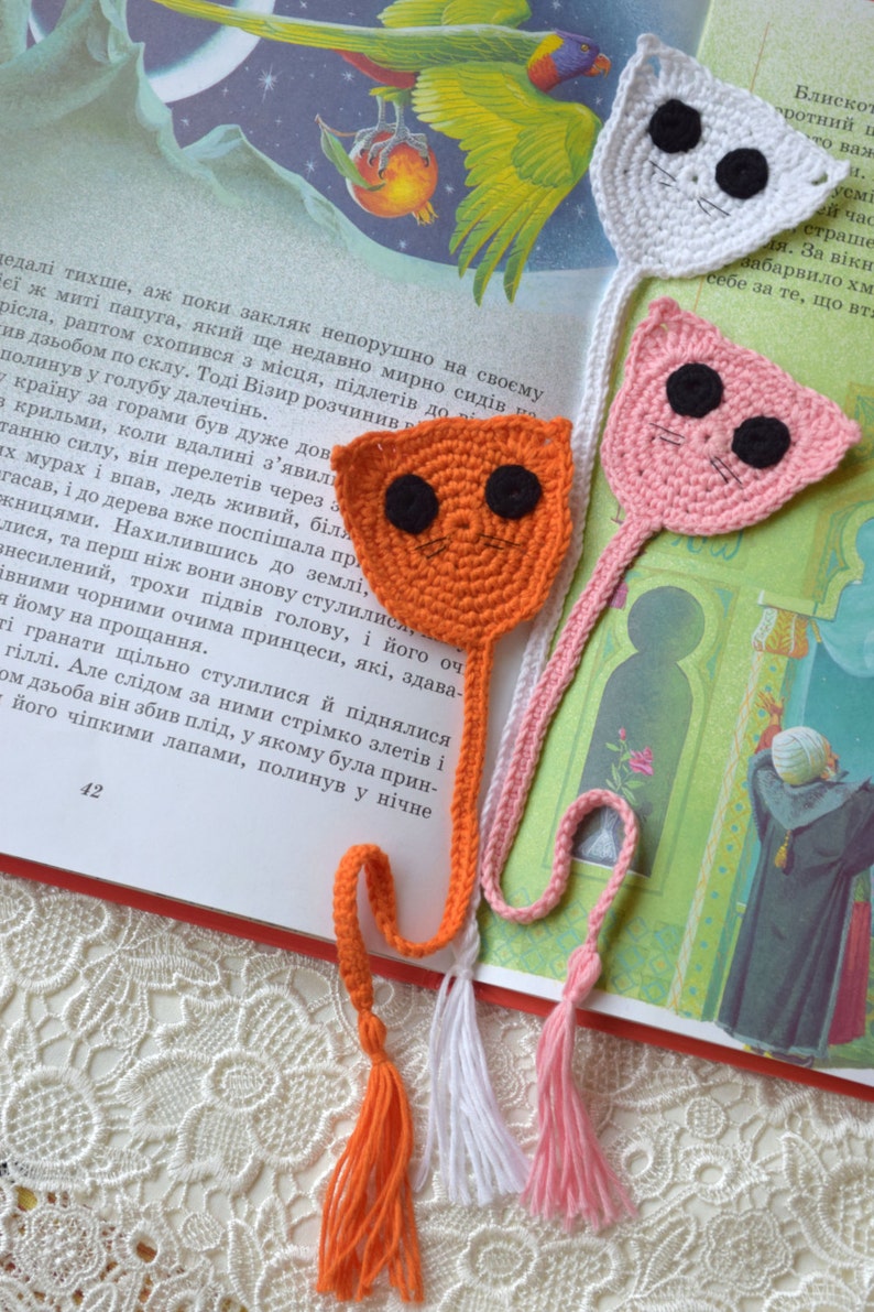 Cat Crochet bookmark animal Kids bookmarks Baby crocheted Etsy