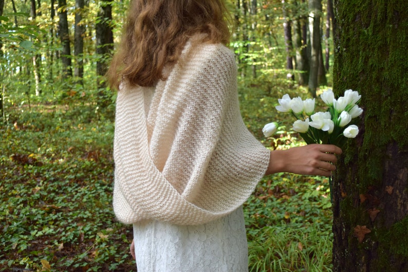 Wedding Knitted Shawl Knit Wedding Wrap Bridal Cape Sweater Mohair ...