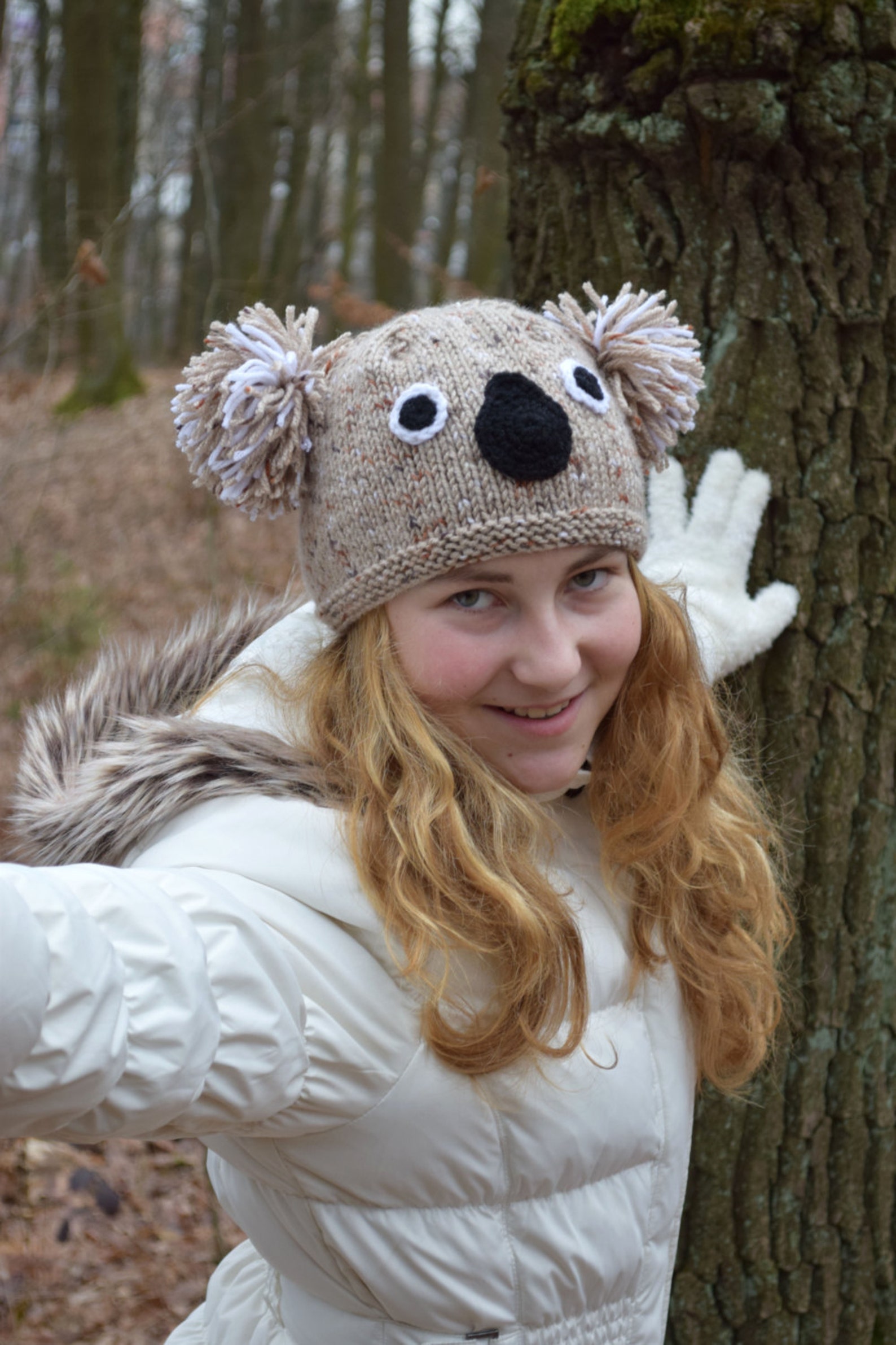 Koala Hat Animal Knit Beanie Toddler Hats Baby Girl Knitted Etsy