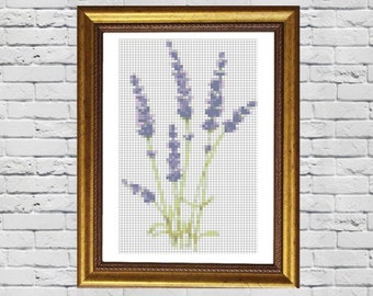 Lavendel Kreuzstich Muster Blumen PDF Sofort Download Kreuzstich Kreuzstich Xstitch Stickerei Schlafzimmer Dekor Muster Garten