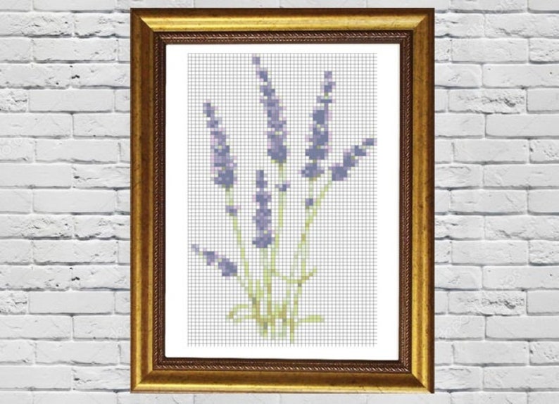 Lavender Cross stitch pattern Floral PDF Instant Download needlepoint Counted cross stitch Xstitch embroidery Bedroom decor patterns garden