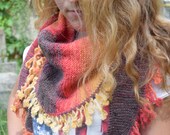 Frauen stricken Schal Dreieck Schal gestrickt Schal stricken Halswärmer Hand gestrickten Schal Fringe Wolle Halstuch Weihnachtsgeschenk Geschenk für Frauen