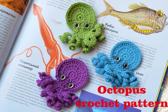 Crochet Pattern Octopus Applique Ornament Crochet Crafts Animal.