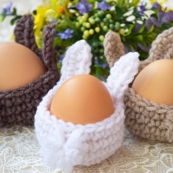 Easter Decoration Crochet Bunny Set of 3 Easter Egg Cozy Decor Egg Warmers Egg Cover Kitchen Spring Easter Gift Cozy Holder table rabbits