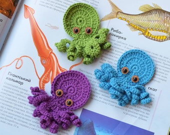 Crochet Applique Octopus crocheted Beach theme embellishments craft Ocean party favors decorations beach baby crocheted appliques 3 psc Set