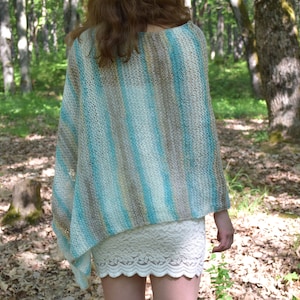 Blue Beige poncho Womens Boho Cover up Summer Wedding Wear Mohair Hippie Knitwear Spring Fashion Cape Wrap Shoulders Warmer Top Clothing