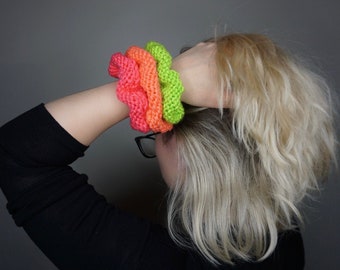 Knit Scrunchie Neon 3 pack - Tropical Pink, Mango, Lime | Charlie & Luna Co. Handmade, Hair, Accessories, Gifts for her, Stocking stuffers