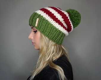 Gorro de Elfo / Charlie & Luna Co., Gorro de Navidad, Navidad, Unisex, Gorro de punto, Gorro de lana, Festivo, Suéter navideño feo, Regalo para ella, Calcetín navideño
