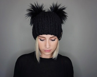 Faux Fur Double Pom Beanie - Choose Your Color | Charlie & Luna Co., Unisex, Adult, Teens, Fur Pom, Kylie Jenner, Hat, Bulk, Wholesale