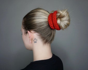 Valentines Day Knit Scrunchie in Red | Charlie & Luna Co. Handmade, Hair, Accessories, Gifts for her, Stocking stuffers, Unique, Trendy