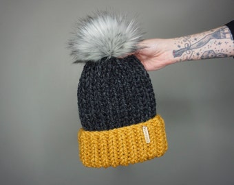 The Charlie Beanie in Indie - Charlie & Luna Co. | Handmade, Womens, Teens, Fitted, Unisex, Wholesale, Faux fur pom