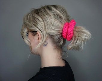 Knit Scrunchie in Neon Pink | Charlie & Luna Co. Handmade, Hair, Accessories, Gifts for her, Stocking stuffers, Unique, Trendy