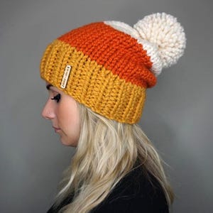The Candy Corn Beanie | Charlie & Luna Co., Limited Edition, Handmade, Halloween Costume, Slouchy Hat, Mommy and Me, Edgy, Unique, Warm
