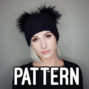 KNIT PATTERN - The Double Pom Beanie by Charlie & Luna Co. | Knitting pattern, Womens, Teens, Faux Fur Poms, Trendy, Unique, Best Seller
