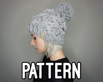 Patrón de tejido para gorro trenzado (archivo PDF) / Charlie & Luna Co, Patrón de tejido, Descarga instantánea, Gorro de punto trenzado, Tejido trenzado