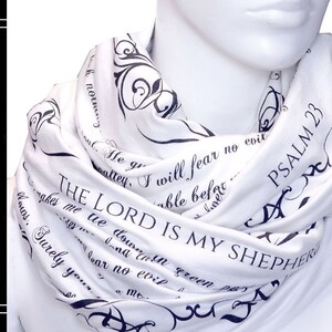 THE BIBLE PSALM 23 Book scarf, Infinity Scarf, Literary Scarf, Author Gifts, Booklover Gift, Graduation Gift, Christmas Gift image 1