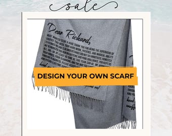 Custom Made Scarf with Text and Pictures, Personalized Scarf, Your Design Here, Memory Keepsake Gift