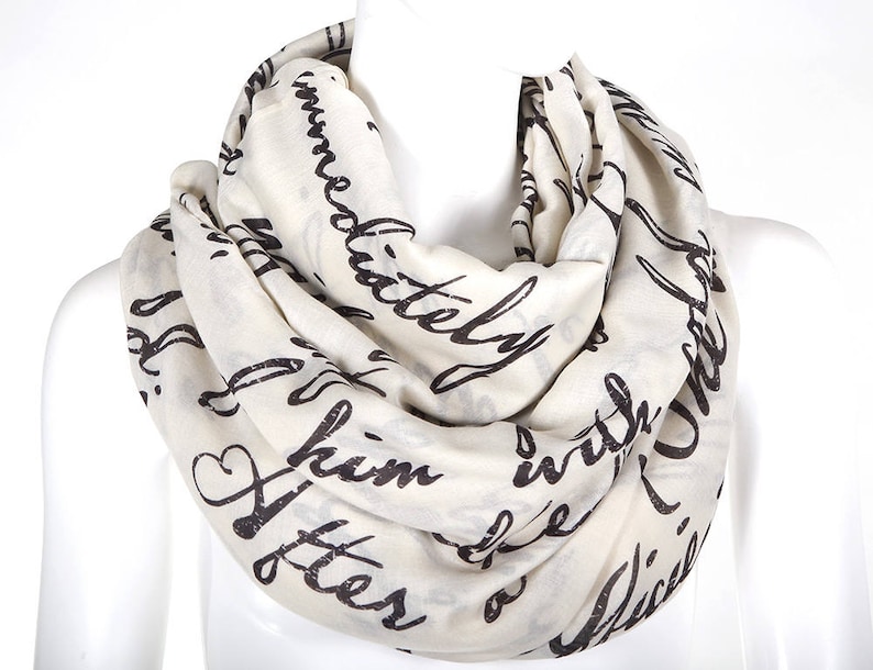 Text Design Book Scarf - Etsy