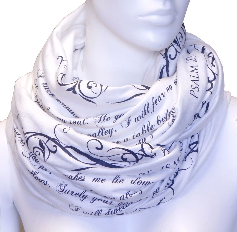 THE BIBLE PSALM 23 Book scarf, Infinity Scarf, Literary Scarf, Author Gifts, Booklover Gift, Graduation Gift, Christmas Gift image 5