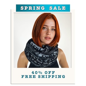 Dracula Literary Infinity Scarf | Book Lover, Bookworm, Book Nerd Gifts | Book Club, Anniversary, Teacher, Halloween