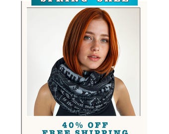 Dracula Literary Infinity Scarf | Book Lover, Bookworm, Book Nerd Gifts | Book Club, Anniversary, Teacher, Halloween