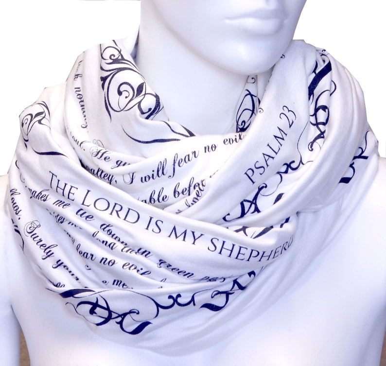 THE BIBLE PSALM 23 Book scarf, Infinity Scarf, Literary Scarf, Author Gifts, Booklover Gift, Graduation Gift, Christmas Gift image 3