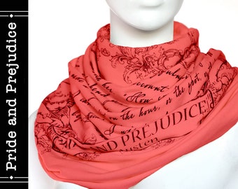 Pride and Prejudice Book Scarf CORAL