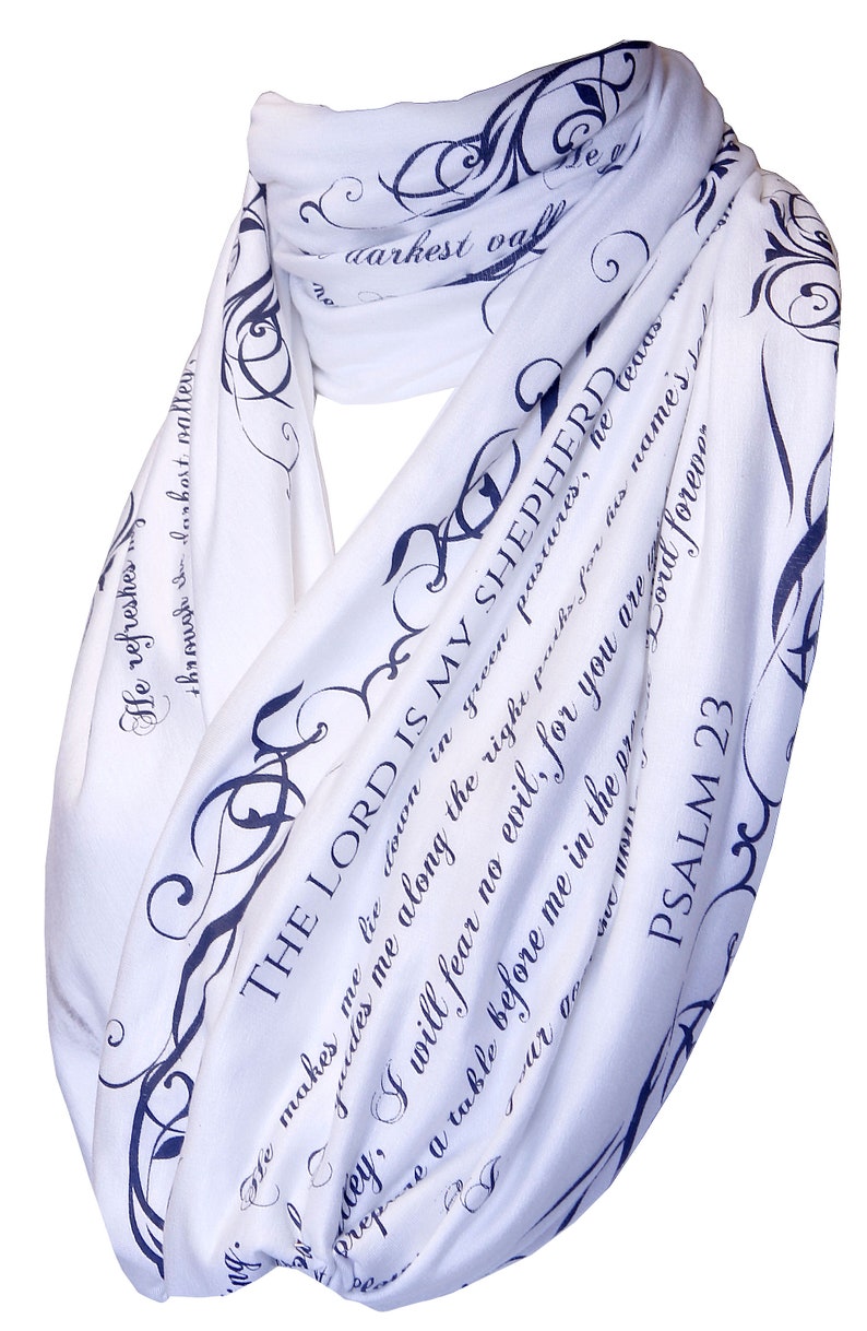 THE BIBLE PSALM 23 Book scarf, Infinity Scarf, Literary Scarf, Author Gifts, Booklover Gift, Graduation Gift, Christmas Gift image 2