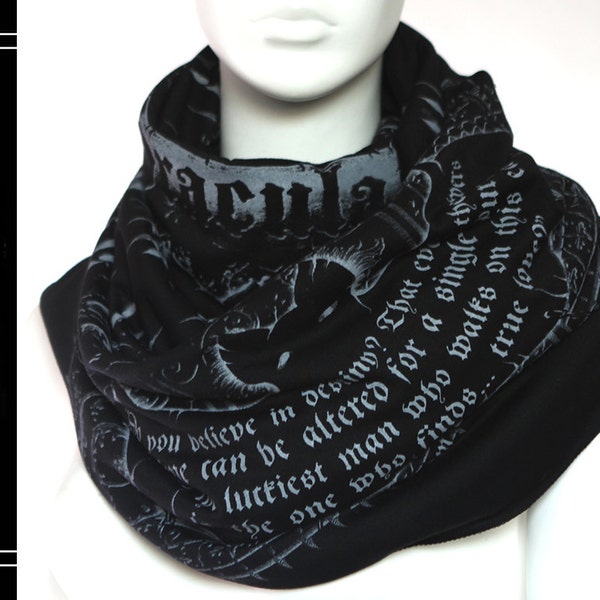 Dracula Book Scarf, Infinity Scarf, Literary Scarf, Author Gifts, Booklover Gift, Graduation Gift, Christmas Gift