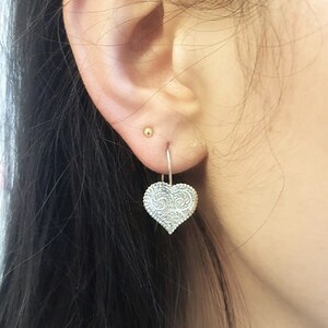 Sterling Silver Earrings | Heart-Shaped Earrings | Delicate Textured Earrings