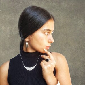 925 sterling silver Necklace | Hammered Pendant | Geometric Necklace