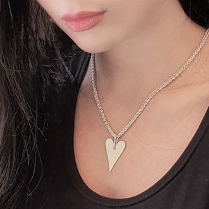 Sterling Silver Necklace with Heart shaped Pendant | Thick Chain