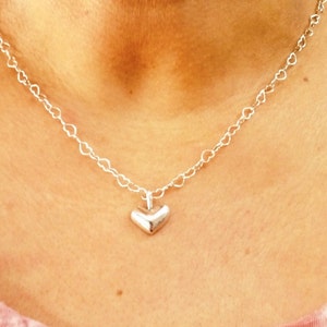 Heart silver necklace. Unique Heart. Small heart pendant. Romantic gifts. Love jewelry. Special heart. Silver hearts. Heart charm. Dainty
