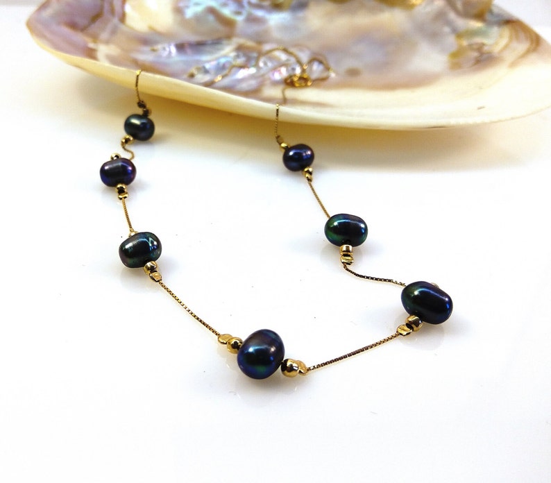 Purple pearls necklace Bridal jewelry Gold pearl necklace Gray pearl jewelry Wedding necklace Wedding jewelry Bridal necklace Gift