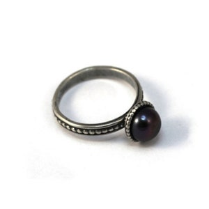 925 Sterling Silver Ring | Pearl Ring | Oxidized Silver Ring | Beaded Patterned Ring