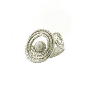 A large silver ring. Silver ring with pearl. Pearl Ring. Impressive ring. Spiral Ring. sterling silver ring.Silver Jewelry.Wide Silver Ring