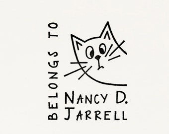 Cat rubber stamp, Ex Libris stamp, custom rubber stamp, bookplate stamp, cat lady gift