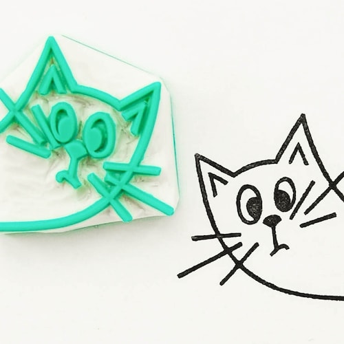 Tabby Cat Rubber Stamp Cute Animal Stamp Hand Carved Stamp Etsy