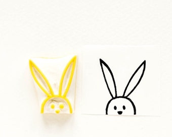 Bunny rubber stamp, Easter gift, bunny kids gift, rabbit lover gift, minimalist stamp, best friend gift, peekaboo stamp, stationery stamp