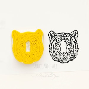 Tiger rubber stamp, realistic wild animal hand carved stamp, year of the tiger idea, tiger lover gift, animal of the jungle, small ink stamp image 1