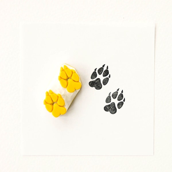 Wolf paw print stamp, handmade stamps, animal stamps, wolf gifts, dog lover gift, wildlife stamp